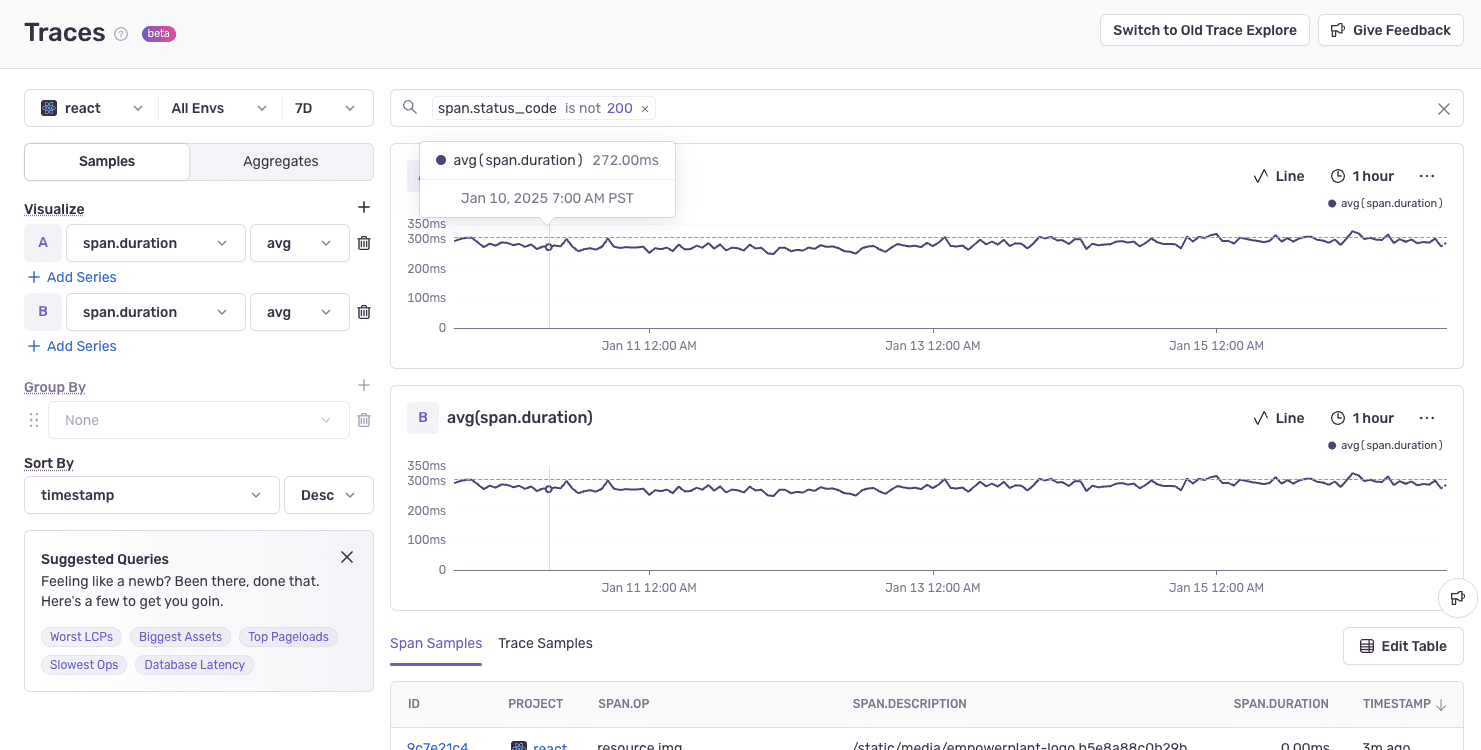 Trace Explorer Screenshot